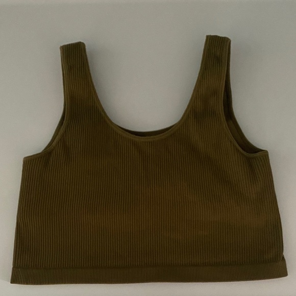 Forever 21 Olive Ribbed Crop Top - Picture 1 of 1